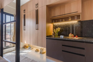 Well-lit studio room with balanced natural and artificial lighting