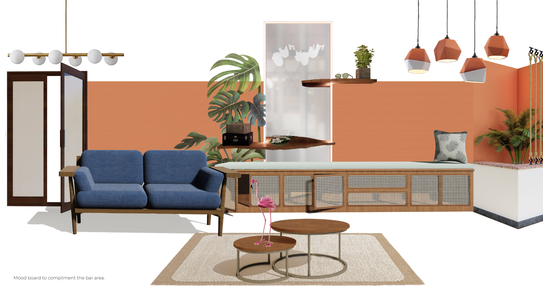 tropical space design mood board